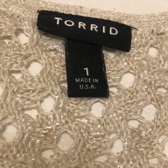 Torrid Cream Open Stitch Pullover Fringe Sweater - Picture 5 of 5